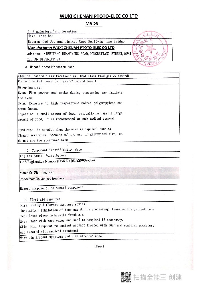 MSDS NOSE  BAR